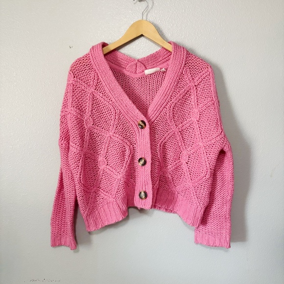 Sweaters - Pink Cable Knit Women's Sweater